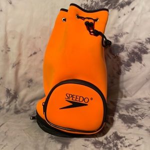Speedo Sling Bag Drawstring Orange Pink Floral Pockets Expandable Mesh bottom